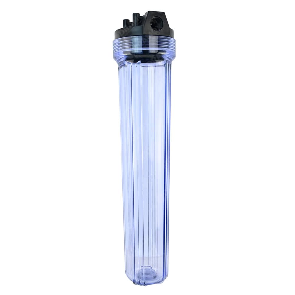Porta filtro transparente 2 5 x 20 conexión tres cuartos para purificadores de agua
