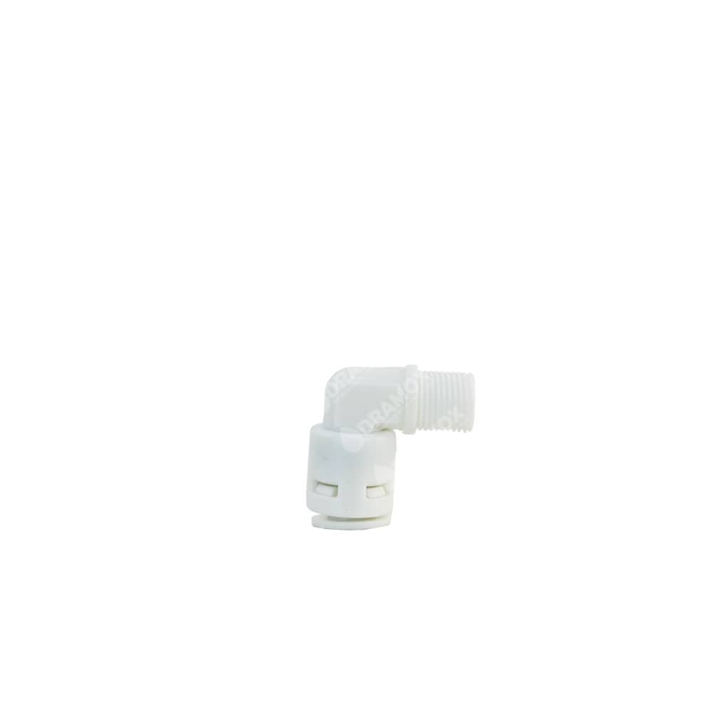 Codo de un cuarto conexion rapida y rosca de un octavo para membranas