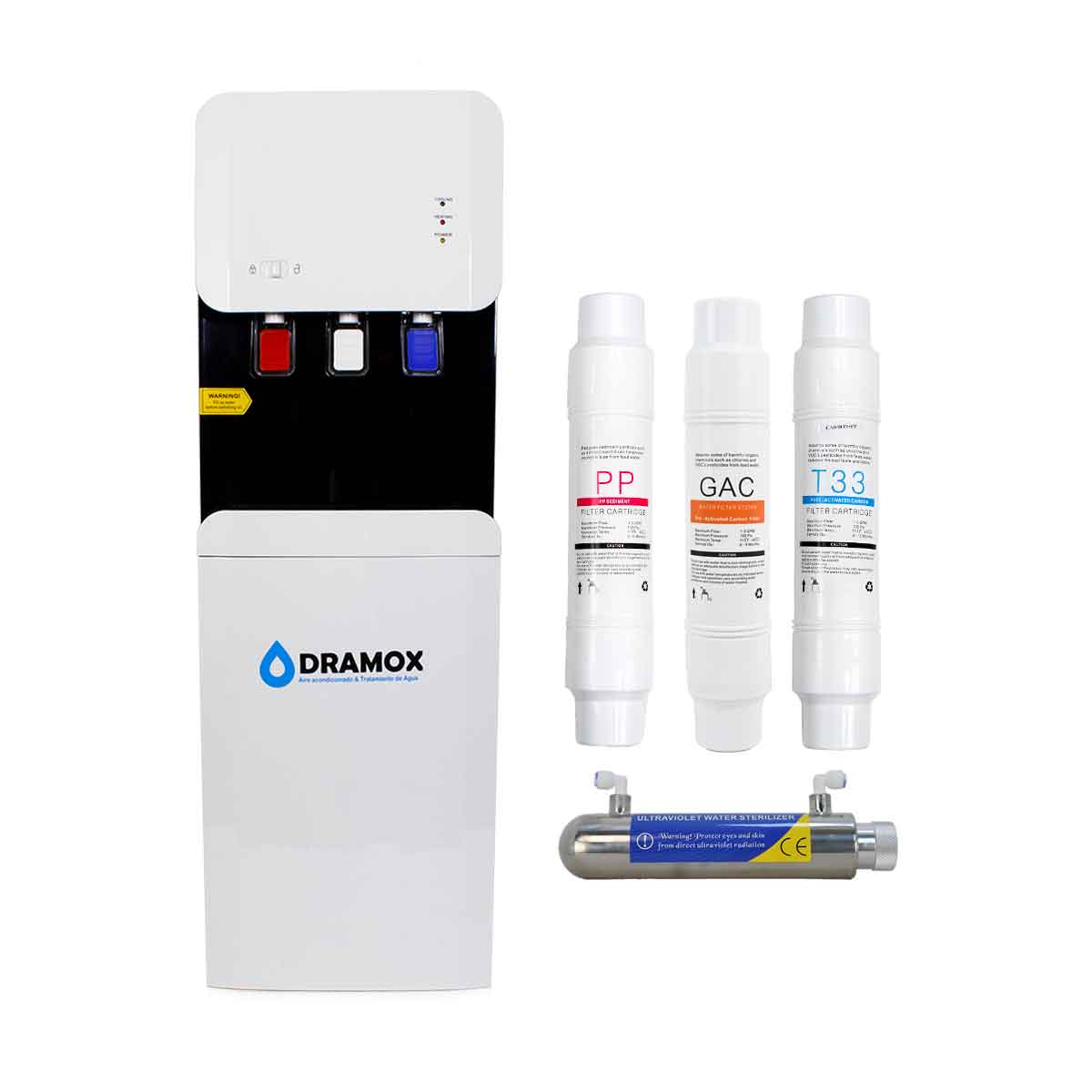 Dispensador de agua con lampara UV