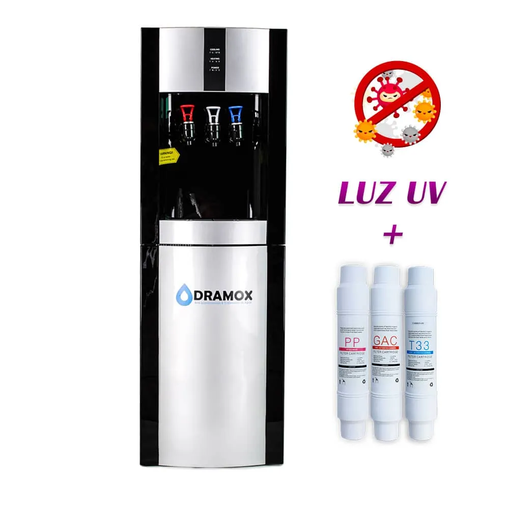 Dispensador de agua con tres filtros mas lampara uv