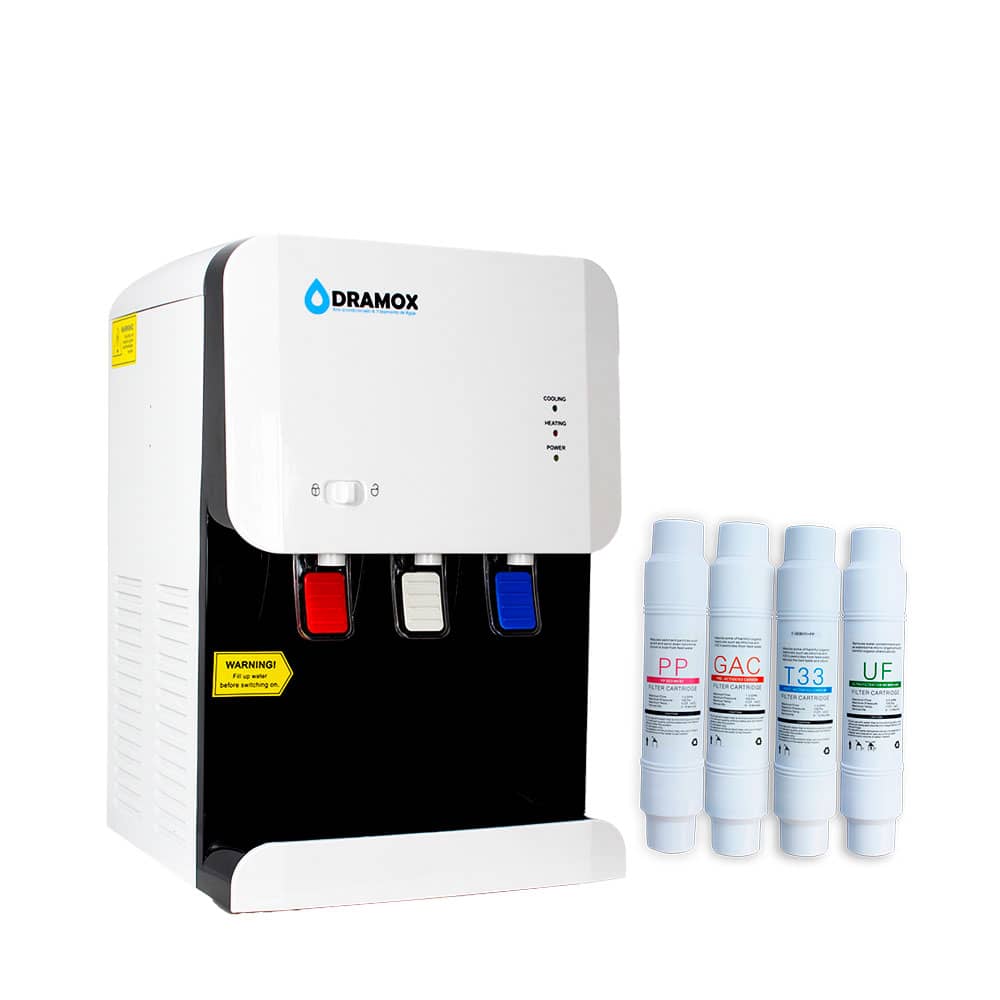 Dispensador de agua para mesa con cuatro filtros